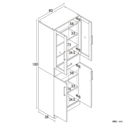 ヌーヴォー 食器棚(W600×D380×H1800)