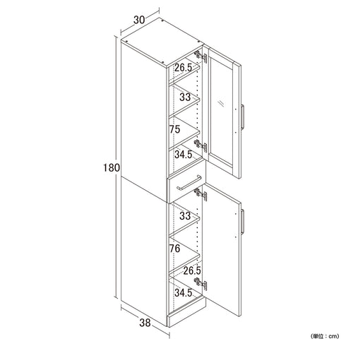 ヌーヴォー 食器棚(W300×D380×H1800)