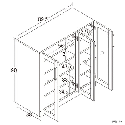 ヌーヴォー 食器棚(W895×D380×H900)
