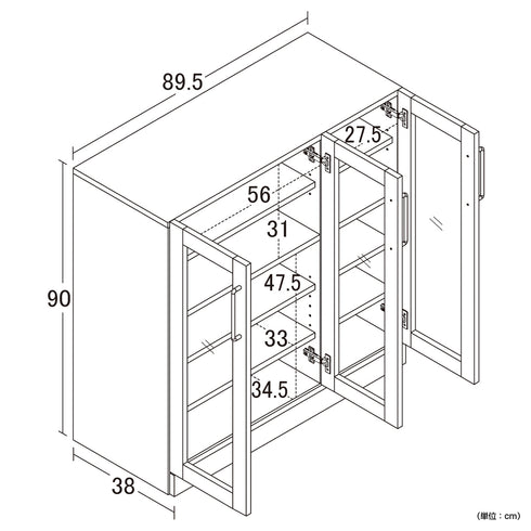 ヌーヴォー 食器棚(W895×D380×H900)