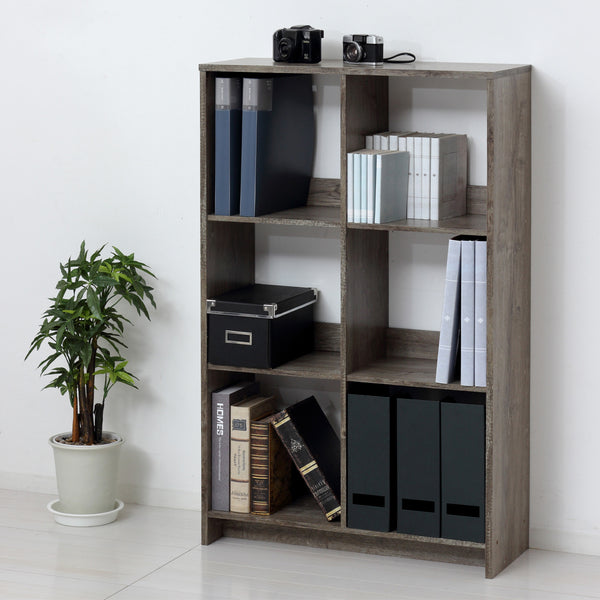 人気のブラウン色を採用した、シンプルで洗練されたデザインの6マスタイプオープンラックです。