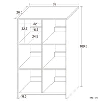 【サイズ図:使いやすいサイズ感】W690×D265×H1095mmのコンパクト設計、A4ファイルもすっぽり収まるゆとりの内寸で、様々なものを効率よく収納できます。