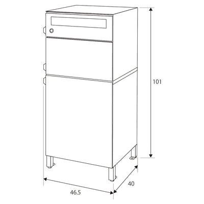 【設置場所に収まるか確認】ご購入前に、幅46.5cm、奥行40cm、高さ101cmの設置スペースをご確認ください。