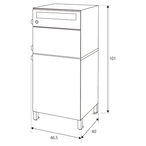 【設置場所に収まるか確認】ご購入前に、幅46.5cm、奥行40cm、高さ101cmの設置スペースをご確認ください。