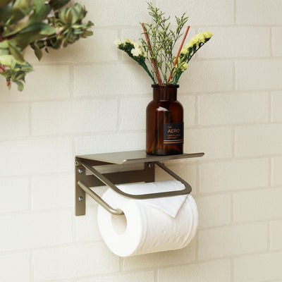 光沢を抑えたマットなアイアンのトイレットペーパーホルダー Abel(アベル) のシングルタイプ。