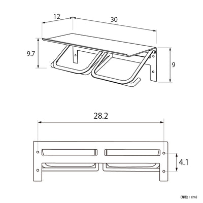 【設置前に確認、詳細サイズ】
横幅30cm、奥行き12cmの天板を備えた使いやすいサイズ感で、設置場所の事前確認に役立つ詳細な寸法図をご用意しました。