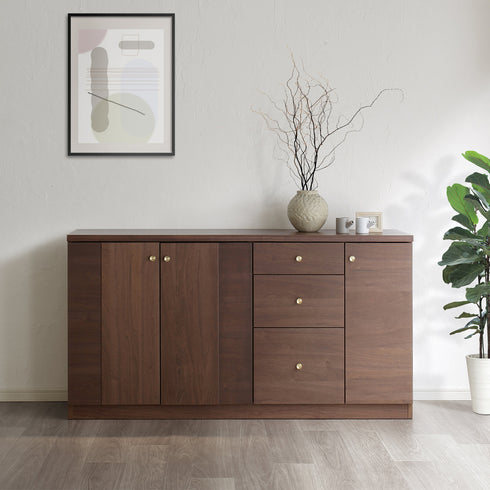 和室と洋室、どちらとも相性が良い、モダンなデザインの日本製サイドボード、大容量収納が嬉しい幅150cmタイプです。