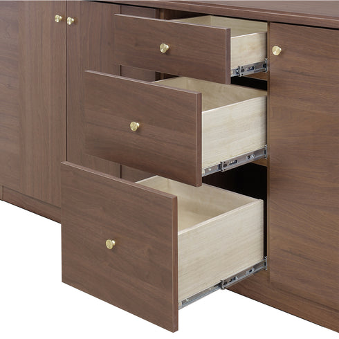 たっぷり収納できる3段の引出しは、フルスライドレール仕様で出し入れがしやすく使いやすいです。