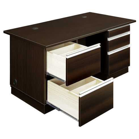 【引出し内も高品質】
国産デスクらしいこだわりとして、桐材の仕切り板を採用した引出しは開閉がスムーズで、書類や文具の整理にも最適です。