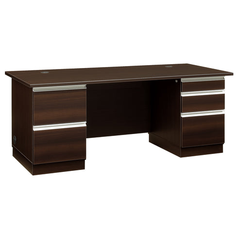 【重厚感あふれるダークブラウン】
シックで落ち着いたダークブラウンの天板は、ウエンジ人工杢を使用し、ウレタン塗装で仕上げた高級感のある仕上がりです。