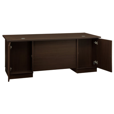 【コード類を隠せる配線スペース】
両袖裏には扉付きの配線スペースを備え、ごちゃつきがちなコード類をすっきりと収納できます。