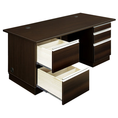 【機能的な左袖の大容量収納】
左袖の引出しは、開閉がスムーズなダブルサスペンションレールを採用し、A4ファイルを縦にも横にも収納できる大容量スペースを確保しました。