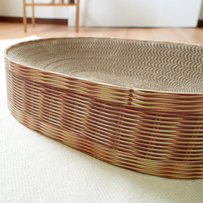 バスケットタイプはお洒落な藤編み柄のデザインとなっており、ねこちゃんが中に入るとまるでバスケットの中にいるように見えます。