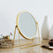 落ち着いたゴールドのフレームと丸形のミラーが目を惹く、卓上ミラー"LINO(リノ)"のLタイプ。