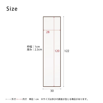 国産細枠ウォールミラー(W300×D23×H1220)