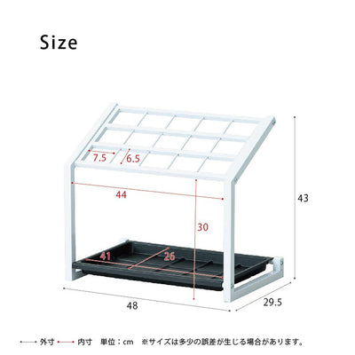【置く場所を事前にチェック】
幅48cm、奥行き約30cmの省スペース設計ですから、ご購入前にご自宅の玄関に収まるかご確認ください。