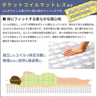 【理想の寝姿勢をサポート】コイルが一つひとつ独立して体を点で支えるポケットコイルマットレスが、体の負担が少ない自然な寝姿勢に導き、快適な眠りを提供します。