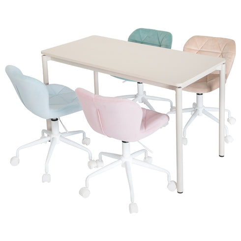 【会話が弾むカラフルな空間】
カラフルなチェアがテーブルを囲むだけで、自然と会話が弾むような明るい雰囲気が生まれ、ホームオフィスでの打ち合わせや、家族が集まるクリエイティブなスペースにも最適です。