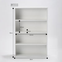【サイズ図:サイズ詳細】幅60cm、高さ90cm、奥行き16.5cmとコンパクトながら、文庫本やコミックに最適な内寸で設計されています。
