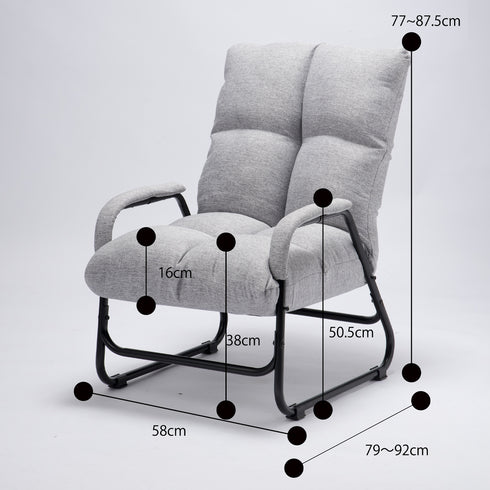【数字でわかる、抜群の座り心地】
幅約58cmのゆったりとした座面、厚さ約16cmのふかふかクッション、そして立ち座りしやすい座面高約38cmなど、数字のひとつひとつがあなたの快適な時間のために設計されています。