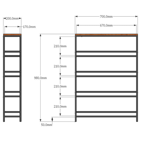 アイアンチーク コミックラック ロータイプ(W700×D200×H980)