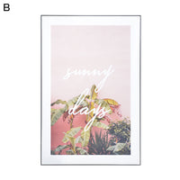 【リゾート気分をご自宅に】「sunny days」の文字と鮮やかな植物が、開放的なムードを演出します。