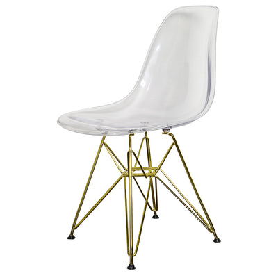 【魅惑のデザインフォルム】
計算され尽くした美しい曲線を描くシェルと、繊細でありながら力強いゴールドのスチール脚が織りなす、他に類を見ない斬新なフォルムをご堪能ください。