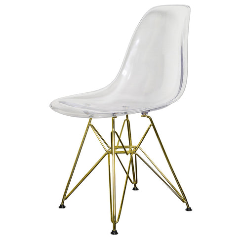 【魅惑のデザインフォルム】
計算され尽くした美しい曲線を描くシェルと、繊細でありながら力強いゴールドのスチール脚が織りなす、他に類を見ない斬新なフォルムをご堪能ください。