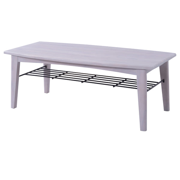 ミンディの天然木にラックのブラックアイアンがアクセントとして効いている「ティンバーシリーズ」のセンターテーブルのLタイプです。