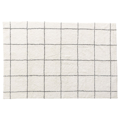 コットンならではのふわっとした手触りが気持ちいいモノトーンラグです。