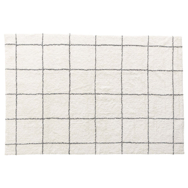 コットンならではのふわっとした手触りが気持ちいいモノトーンラグです。