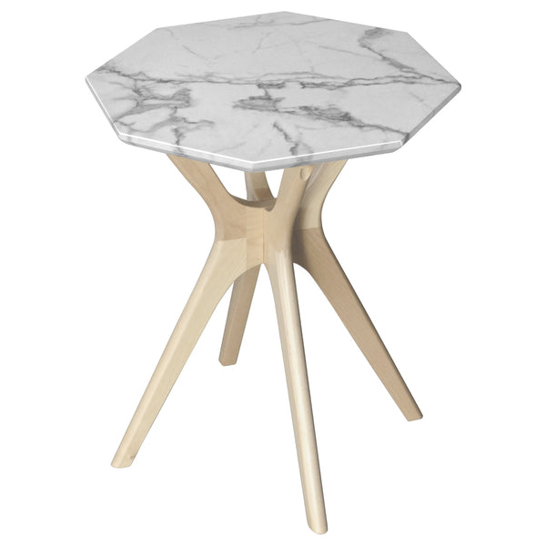 【宝石のような八角形テーブル】
大理石柄の天板と天然木の脚が織りなす、まるで宝石のように洗練された佇まいで、お部屋に上品な輝きを添えてみませんか。