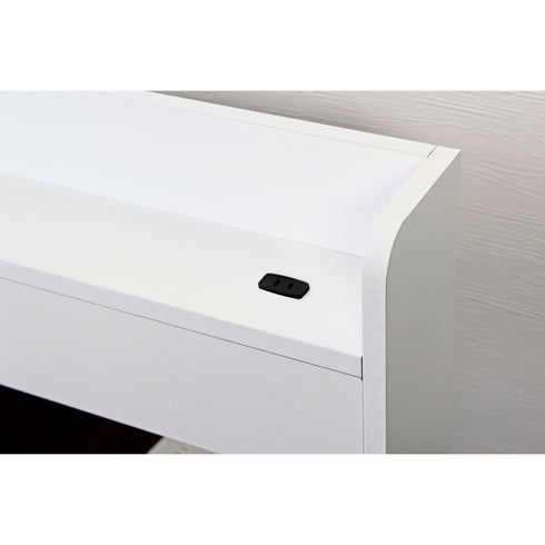 棚上部の左右に1口コンセントがあり、スマホやタブレットの充電、ランプの電源としても使用可能です。