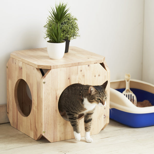 インテリア性の高いナチュラル色を採用することで、既存のインテリアとも馴染みやすく、ネコちゃんにも優しい色合いが人気のネコちゃん用家具「キャトハス」のペットベンチSです。