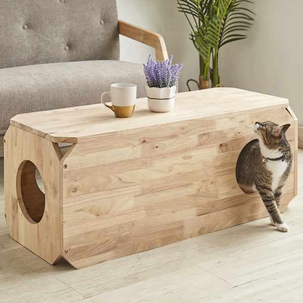 インテリア性の高いナチュラル色を採用することで、既存のインテリアとも馴染みやすく、ネコちゃんにも優しい色合いが人気のネコちゃん用家具「キャトハス」のペットベンチLサイズです。