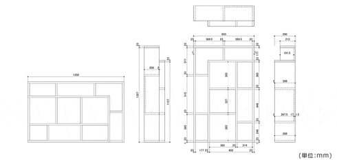 オープンシェルフ ロータイプ(W850×D290×H1350)