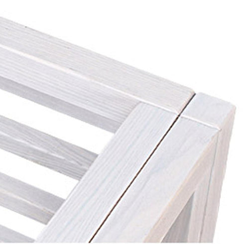 【天然木の風合い、ホワイト】
うっすらと木目が見える優しいホワイト塗装は、お部屋に圧迫感を与えず、PU塗装仕上げで日々のお手入れも簡単です。