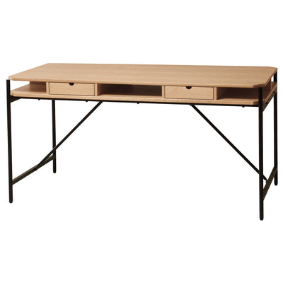 オーク材とスチール素材を組み合わせてライトヴィンテージの雰囲気を感じられる「グラムシリーズ」のワーキングダイニングテーブルです。