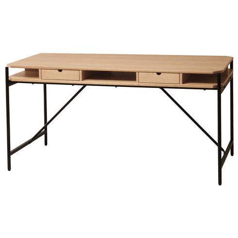 オーク材とスチール素材を組み合わせてライトヴィンテージの雰囲気を感じられる「グラムシリーズ」のワーキングダイニングテーブルです。