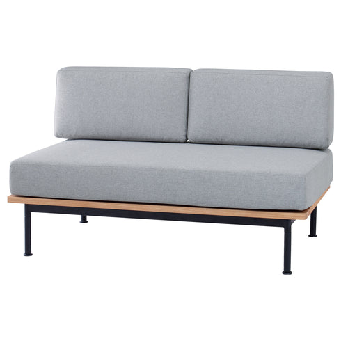 天然木とスチール素材にグレーの張地を組み合わせてライトヴィンテージの雰囲気を感じられる「グラムシリーズ」の2Pソファです。