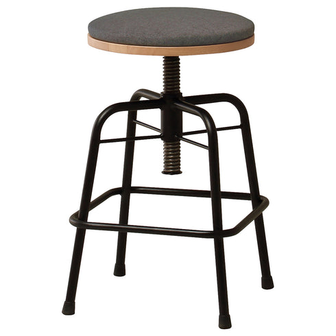 天然木とスチール素材にグレーの張地を組み合わせてライトヴィンテージの雰囲気を感じられる「グラムシリーズ」のロータイプのスツールです。