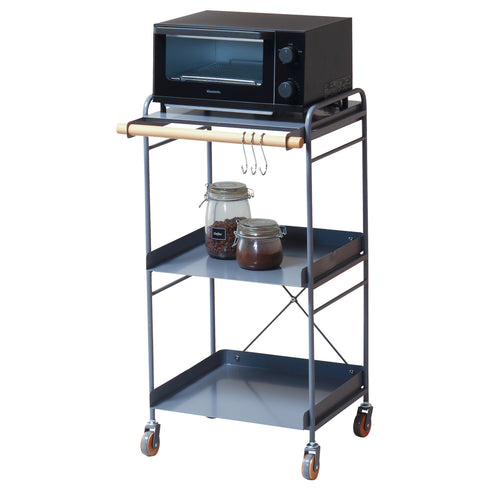 各棚にキッチン家電や調理家電、キッチン周りの小物を置くことで、キッチン周りの限られたスペースをこれ一台で効率的に活用することができます(キッチン家電や調理家電のサイズによっては置けない場合もございますのでご注意ください)。