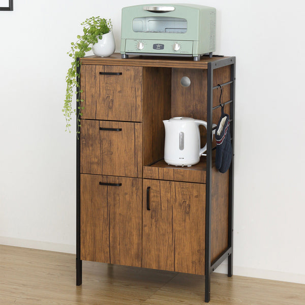 傷がつきにくくお手入れの容易な合成樹脂板を使用しており、幅60cm、高さ100cmとコンパクトタイプで高級感のあるアートシリーズの食器棚です。