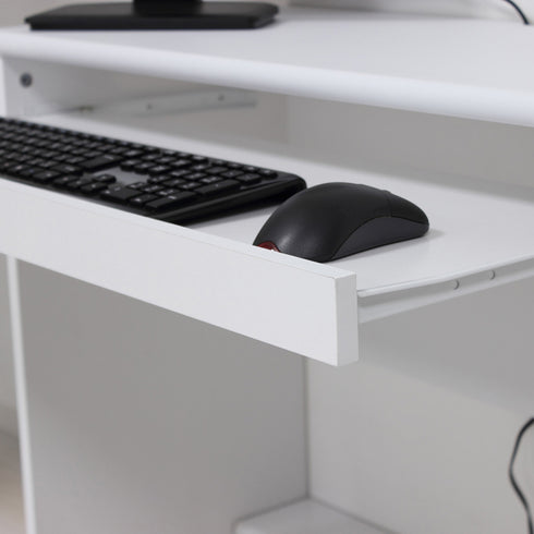 天板下に収納されているスライド式のテーブルを引き出すことで、作業スペースを拡張することができ、机上を広々と使うことができます。