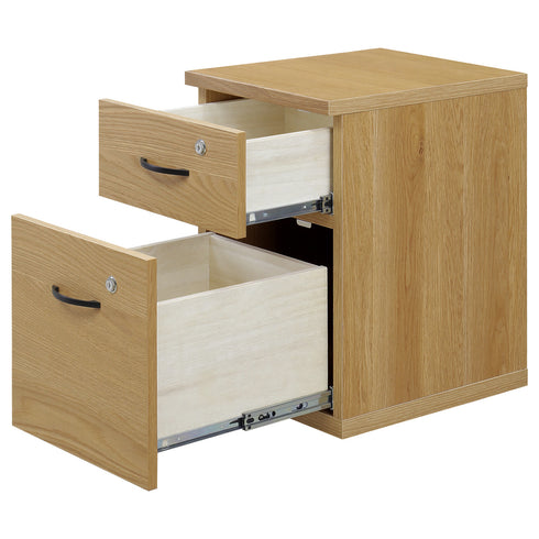 引出し上段には筆記用具や書類など、下段はA4サイズが収納可能となっており、共にフルスライドレールで奥の物も取り出しやすいです。