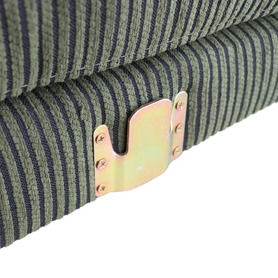 肘の付いていない側面には連結金具が取り付けられているため、金具が付いているソファ同士(片肘付きソファ/コーナーソファ/カウチソファ)を隙間なく繋げることができ、転倒防止としても役立ってくれます