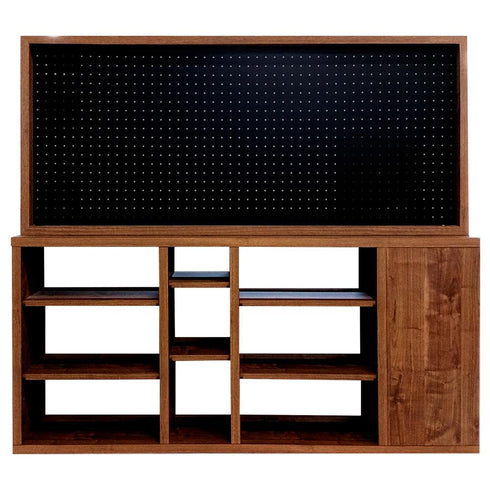 【間仕切り・収納棚・収納壁と、1台3役をこなすリビングボード】ナチュラルでお洒落なウォールナットカラーが、カフェ風のお部屋へのコーディネートにも最適です。