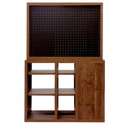 【間仕切り・収納棚・収納壁と、1台3役をこなすリビングボード】ナチュラルでお洒落なウォールナットカラーが、カフェ風のお部屋へのコーディネートにも最適です。