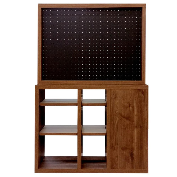 【間仕切り・収納棚・収納壁と、1台3役をこなすリビングボード】ナチュラルでお洒落なウォールナットカラーが、カフェ風のお部屋へのコーディネートにも最適です。