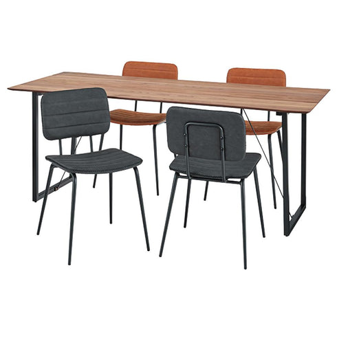 【木と金属のオシャレな組み合わせ】温かみのある木目の板面とスタイリッシュなブラックスチール脚の異素材の組み合わせは、様々な空間で違和感なくお使いいただけます。